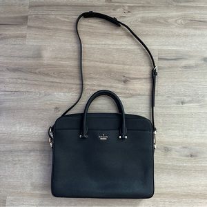 **NWOT** Kate Spade New York Laptop Briefcase, Black Leather with Gold Hardware